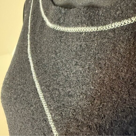 Black Long Sleeve Midi Dress Wool Bodice Horse Bit Buckle Detail Zipper Raw Hem - Picture 4 of 11